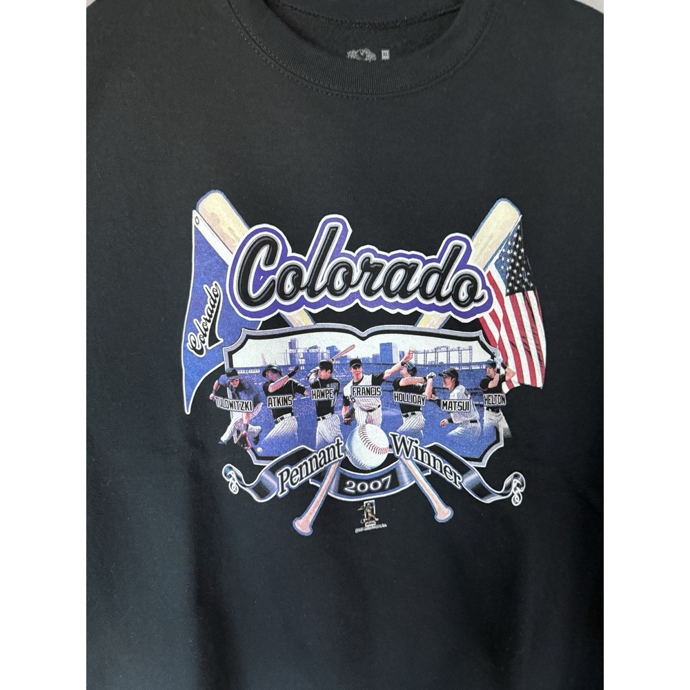 Colorado Rockies 2007 Pennant Winner Sweatshirt Mens XL Fruit of the Loom Black